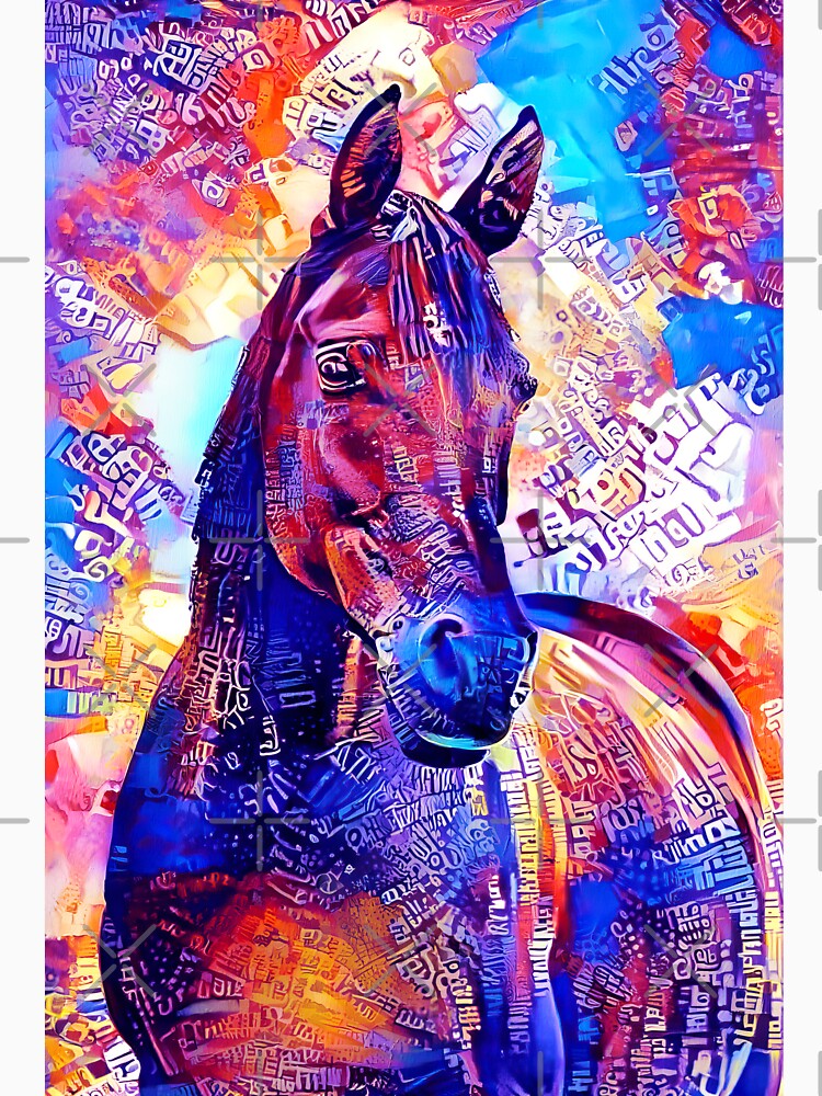Colorful Arabian horse portrait in blue and violet by NickoPrints