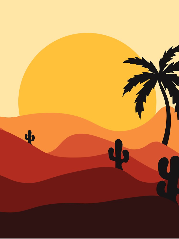 Sunset in the desert with cacti by Tanysha54