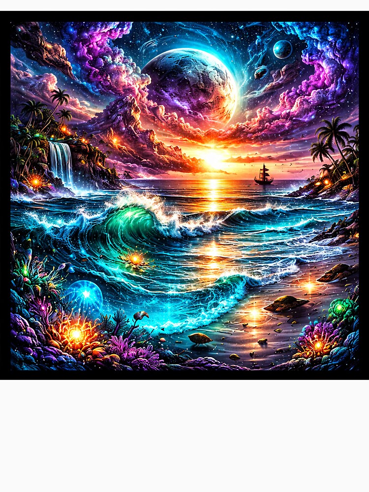 Psychedelic Ocean Cosmic Sea Trippy Waves Surreal Seascape Art by DrizzyV