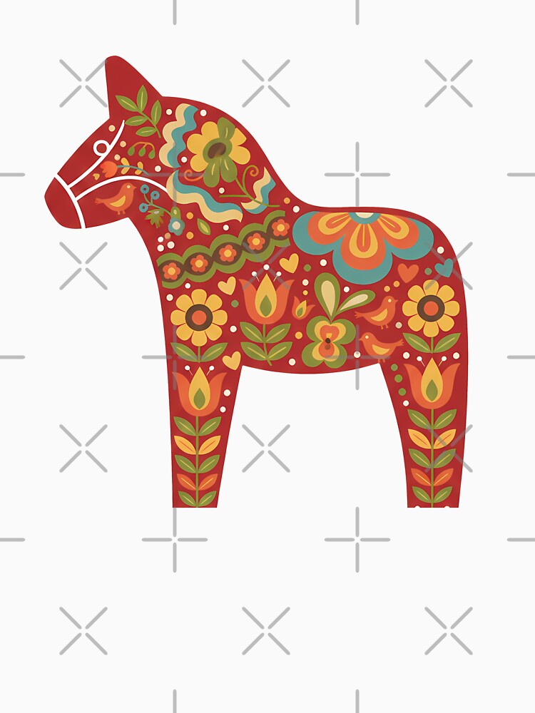 Red Dala Horse – Scandinavian Folk Art Fusion by heidiannemorris © by FOLK ART FUSION by heidiannemorris