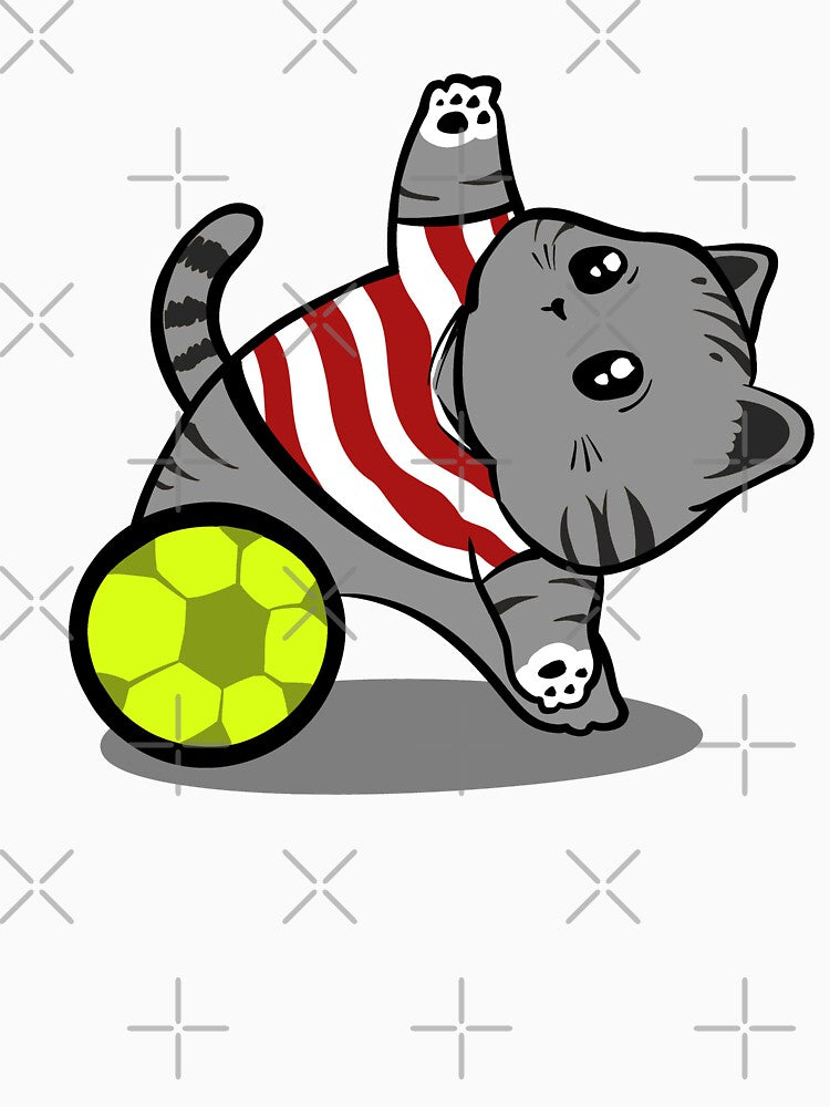 World Cup Cat – Cute grey Kitten Illustration with American costume football by arivirus