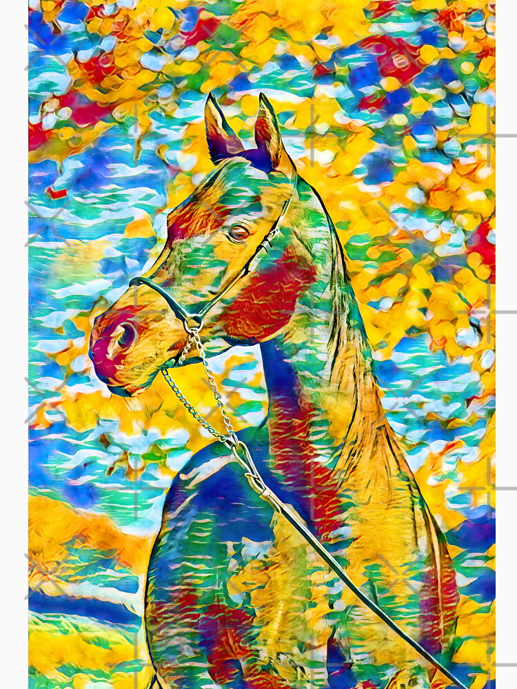 Arabian horse colorful portrait in blue, cyan, green, yellow and red by NickoPrints
