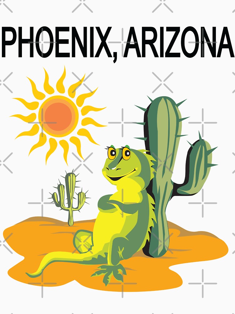 Phoenix Arizona Desert Lizard and Saguaro Cactus Illustration by Moriarty's Digital Visions