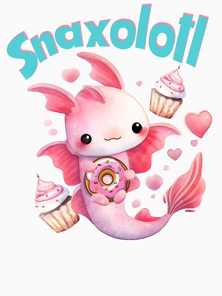 Pink Axolotl With Donuts and Sweets Snaxolotl by JuliaPop