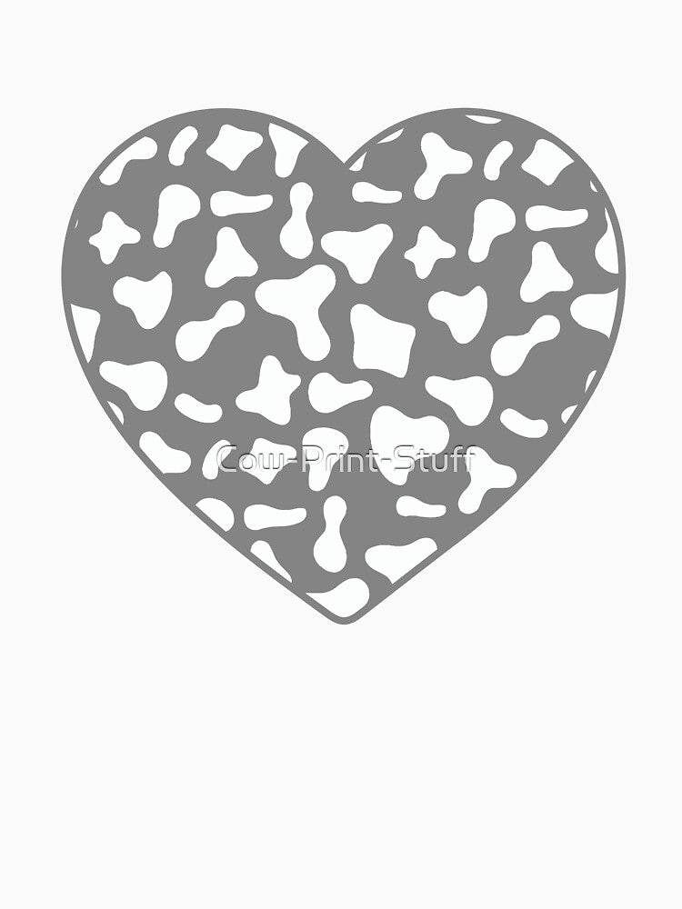 White Cow Pattern on Grey Cowhide | White Cow Skin Heart by Cow-Print-Stuff
