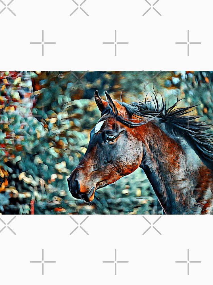 Colorful portrait of a thoroughbred horse in cyan and brown by NickoPrints