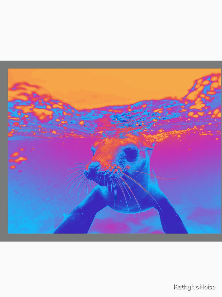 ART STICKERS OF SEAL IN THE OCEAN SURF THAT IS VIBRANT AND COLORFUL by KathyNoNoise