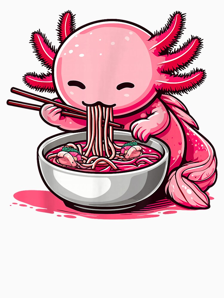 Cute Axolotl Eating Ramen Kawai Japenesse by BASKF