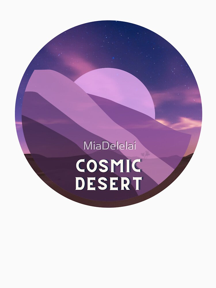 Nighttime Cosmic Desert | Purple Galaxy Sticker & TShirt by MiaDelelai