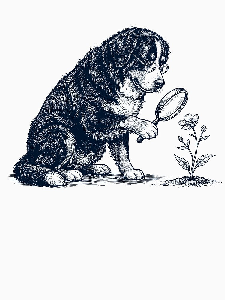 Vintage Bernese Mountain Dog Botanist Flower Dog Mom Dad by DoodleTortle