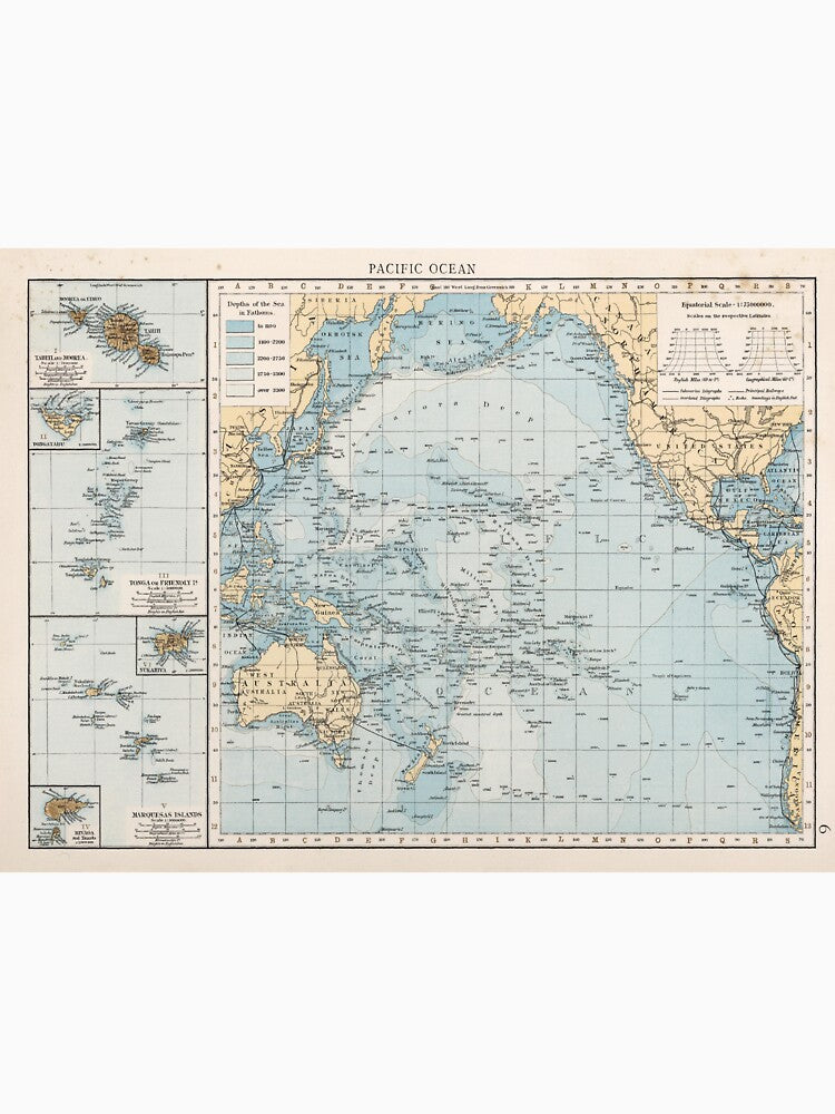 Vintage Map of the Pacific Ocean (1900) by BravuraMedia