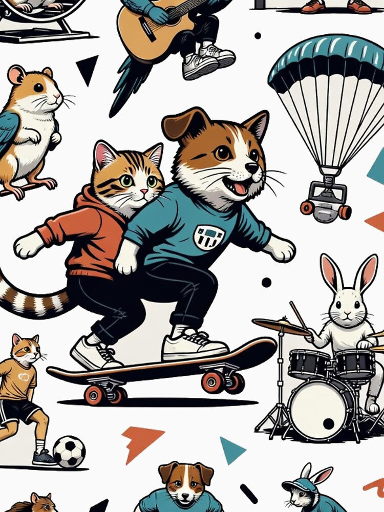 Crazy Pet Hobby Mashup - Funny Animals Sports and Music Collage by GenZFashion000