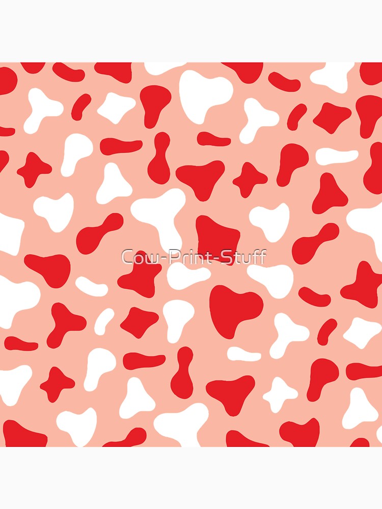Red White Cow Pattern on Pink Cow | Holstein Cow Pattern by Cow-Print-Stuff