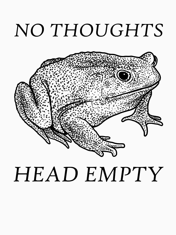 No Thoughts Head Empty Frog by VintageMedatsu