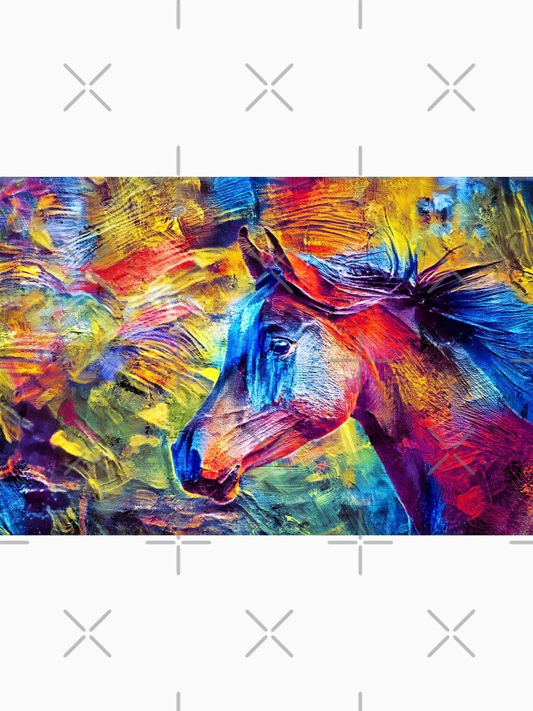 Portrait of a thoroughbred horse – colorful thick oil paint by NickoPrints