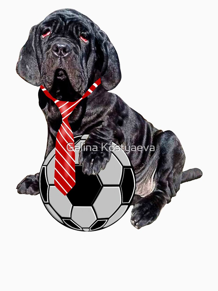 Black dog in a red tie and with a soccer ball by Galina Kostyaeva