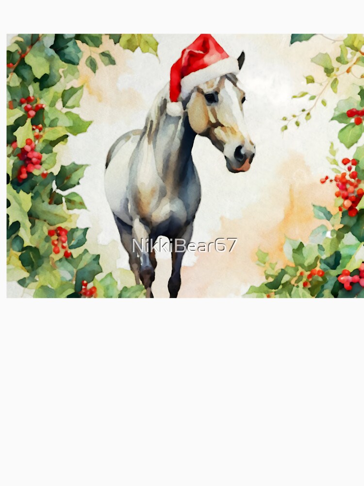 Christmas Holly Horse Watercolour by NikkiBear67