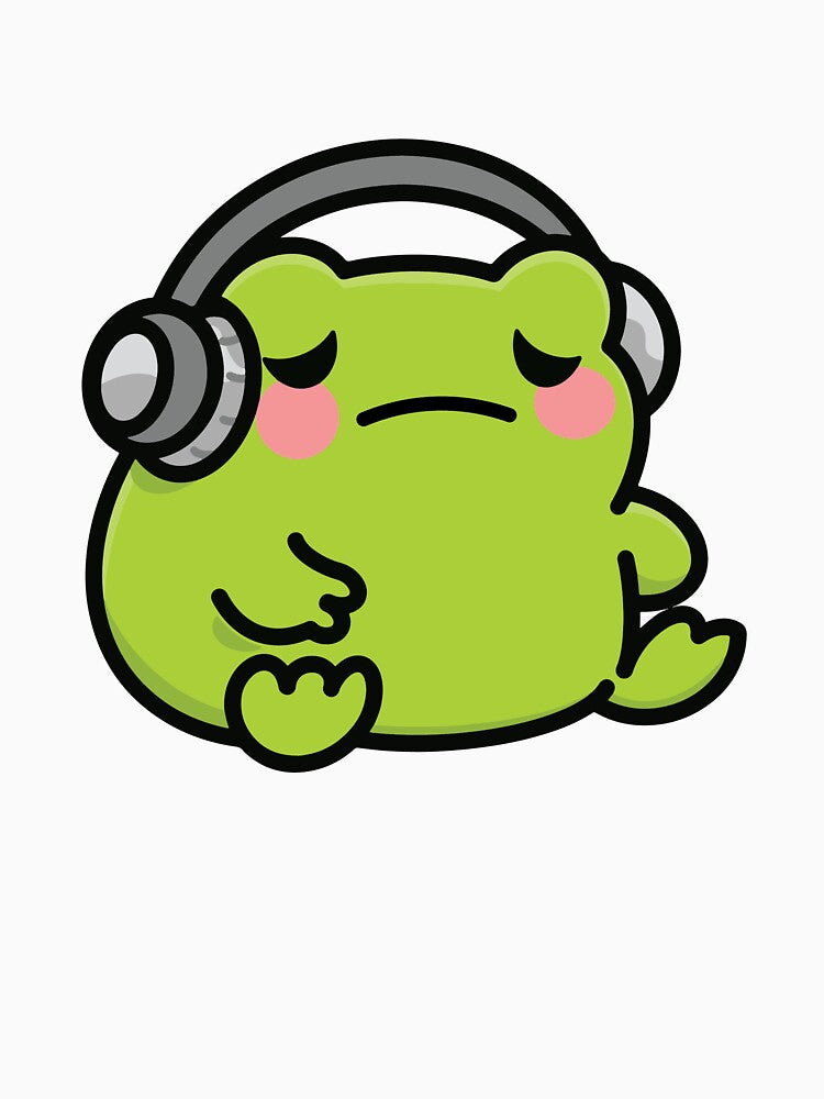 Moody Frog with Headphones – Kawaii Music Frog by ThePopEdit