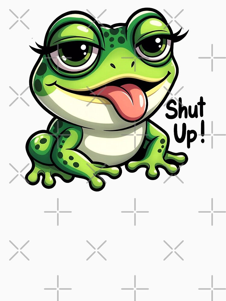 Sassy Cute Frog Tongue Out Shut Up by PixelQ