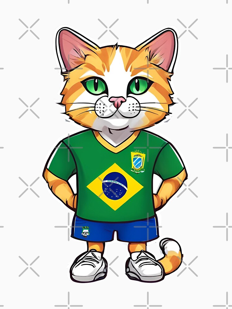 BRAZIL Sports Team: a Cat wearing colours of Brazilian Flag D08 by PerfectDay2Play