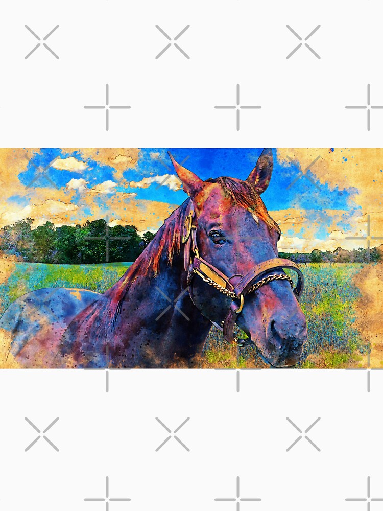 Thoroughbred horse portrait – digital painting with vintage look by NickoPrints