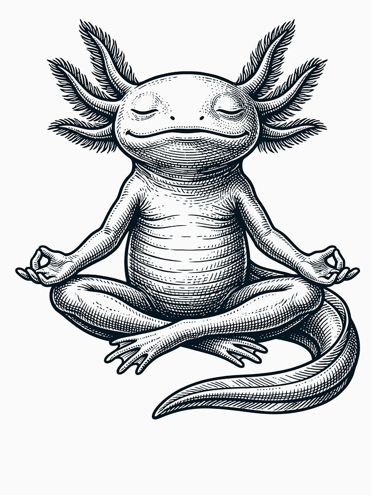 Vintage Axolotl Yoga Lotus Meditation Lover by DoodleTortle