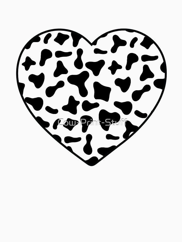 Black Cow Pattern on White Cowhide | White Cow Skin Heart by Cow-Print-Stuff