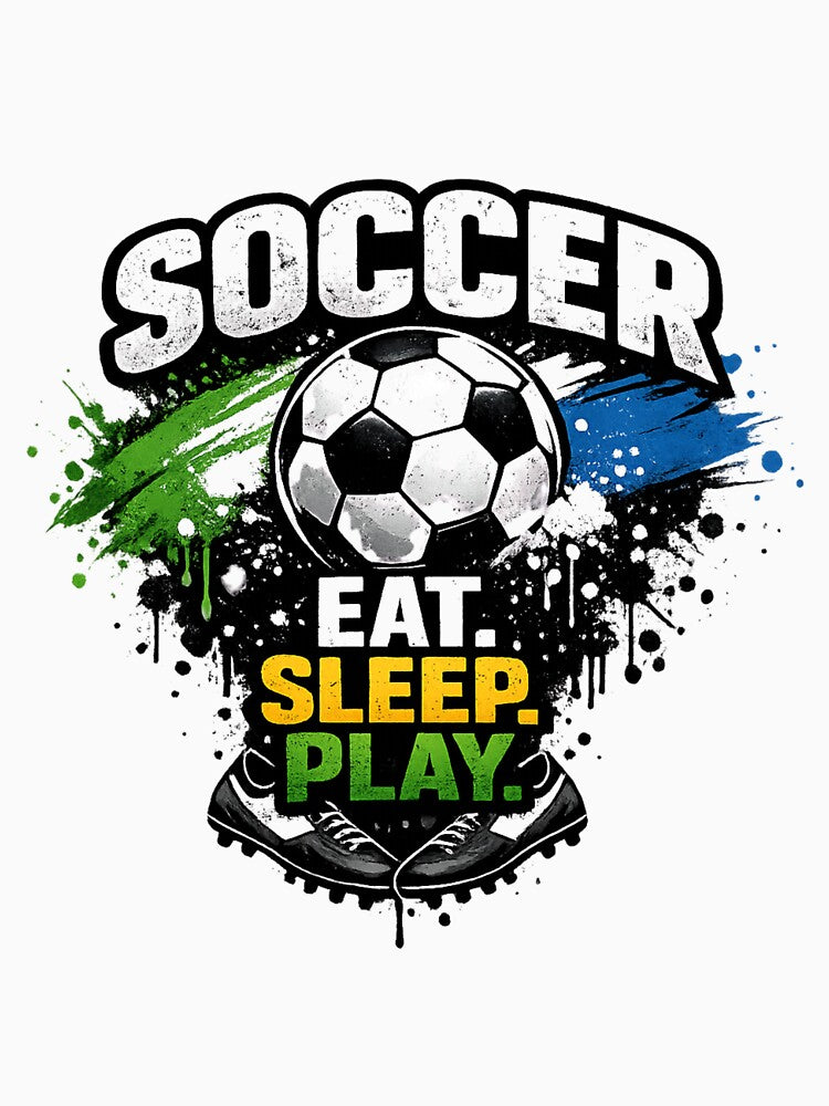 Eat Sleep Play Soccer – Football Paint Splatter Graphic for Soccer Lovers by MDC-99
