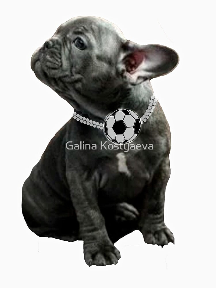 Bulldog with a soccer ball around his neck by Galina Kostyaeva