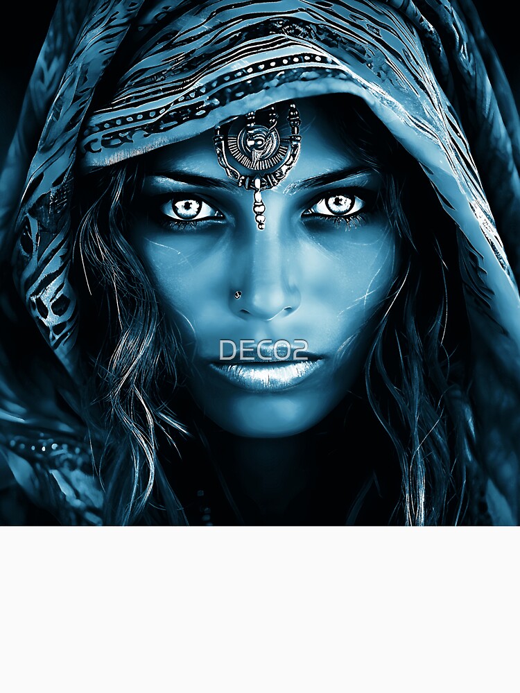 Mysterious Desert Woman In Cyanotype Hues Digital Art by DEC02