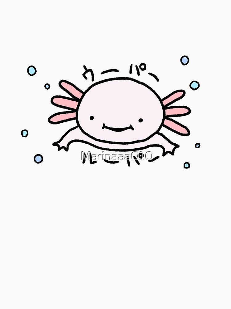 Kawaii Cute Axolotl Anime Japanese Animal Manga Logo Art by Marinaaa010
