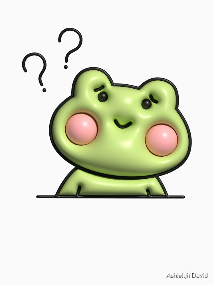 Curious Frog with Question Marks by Ashleigh David