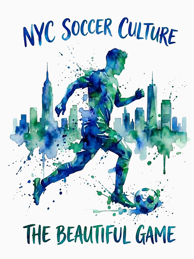 NYC Soccer Culture The Beautiful Game Watercolor Art by laughingshirts