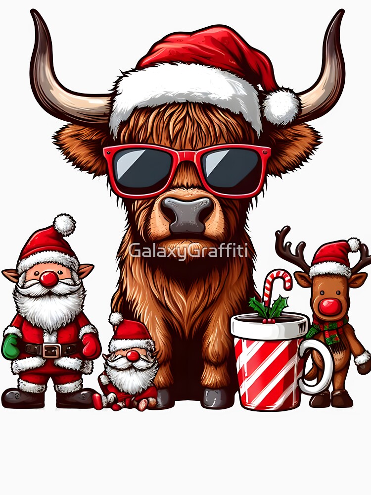 Christmas Highland Cow - Perfect christmas gift by GalaxyGraffiti