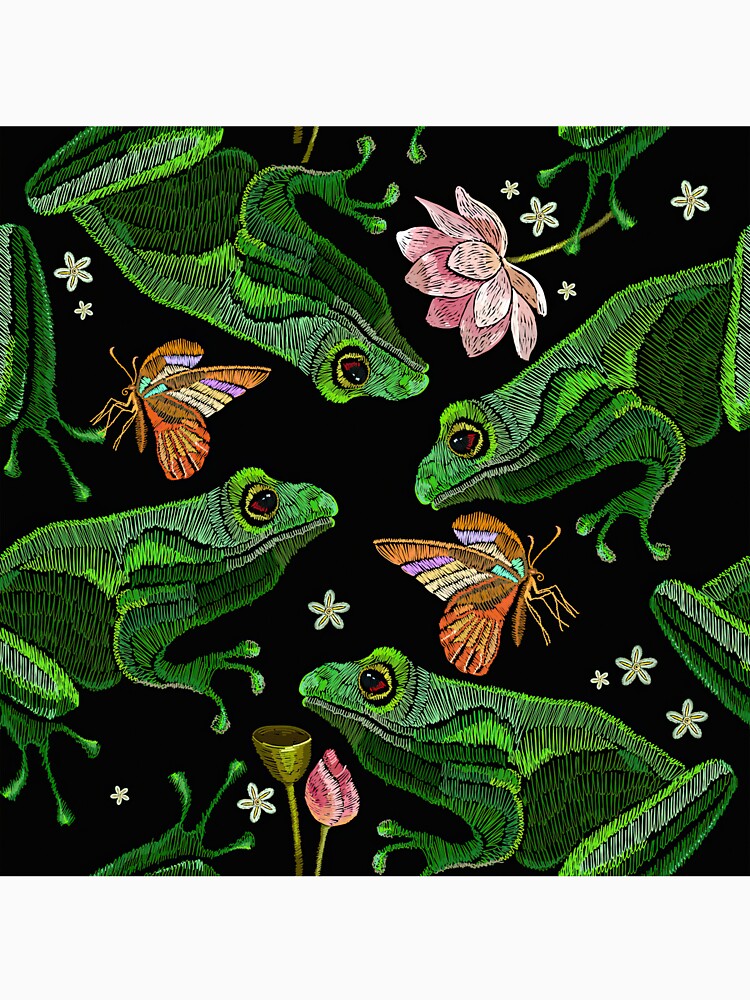 Embroidery Frog Butterfly by LarinaBeauty
