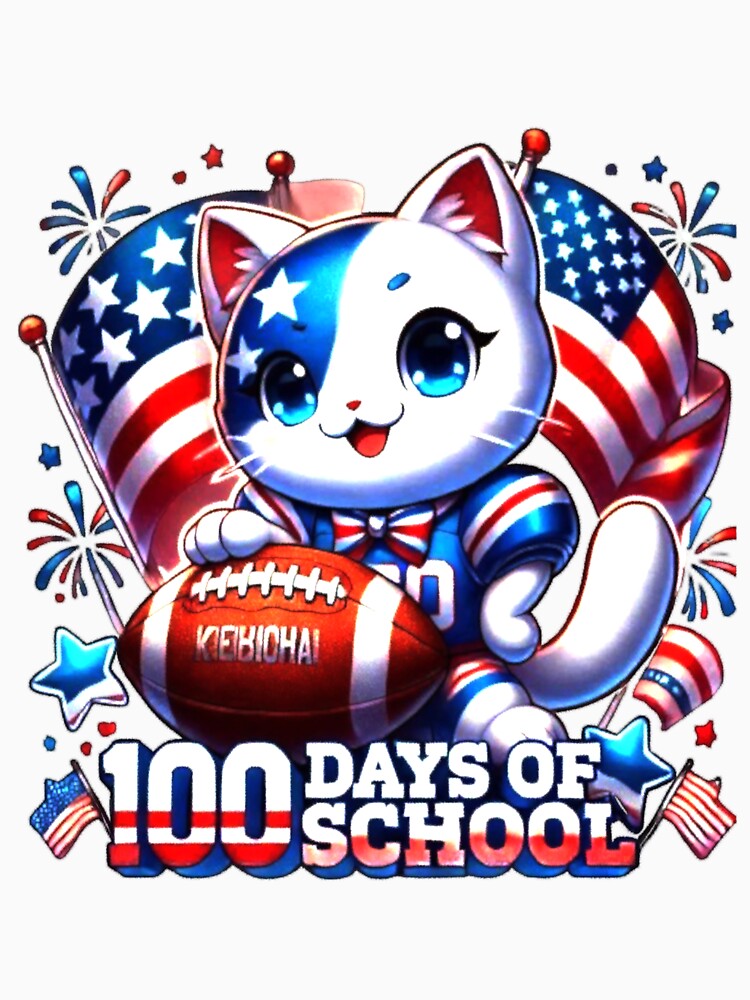 I Tackled 100 Days Of School 100th Day Anime Cat Football Player for Student Teacher by Creat-Des