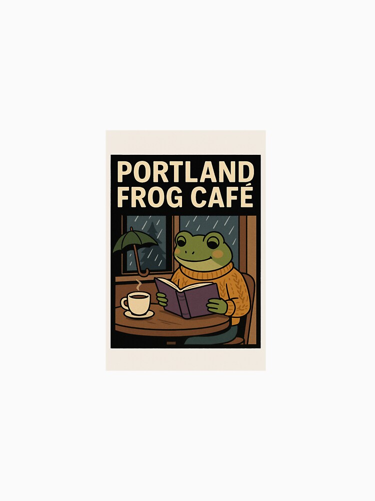 Portland Frog Café Vibes ☕? – Cozy Rainy Day Reading Mood by LoaiArt