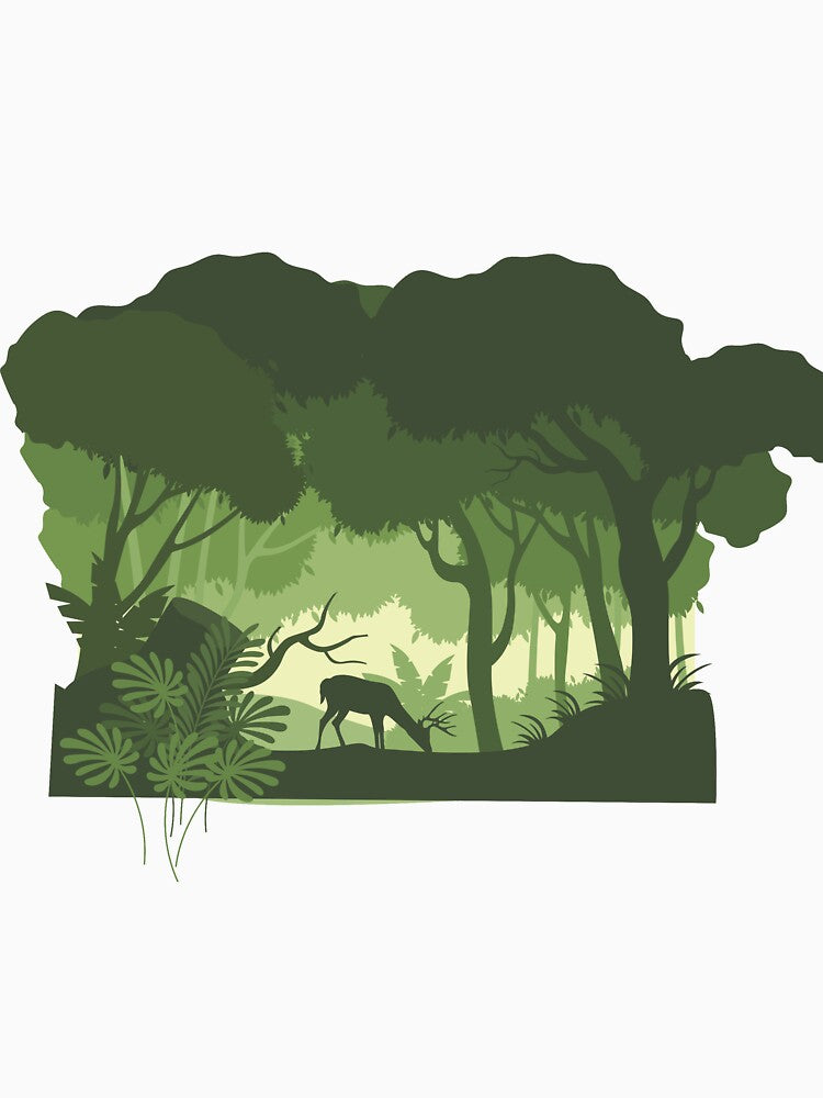 Green Forest and Deer by ajamshed