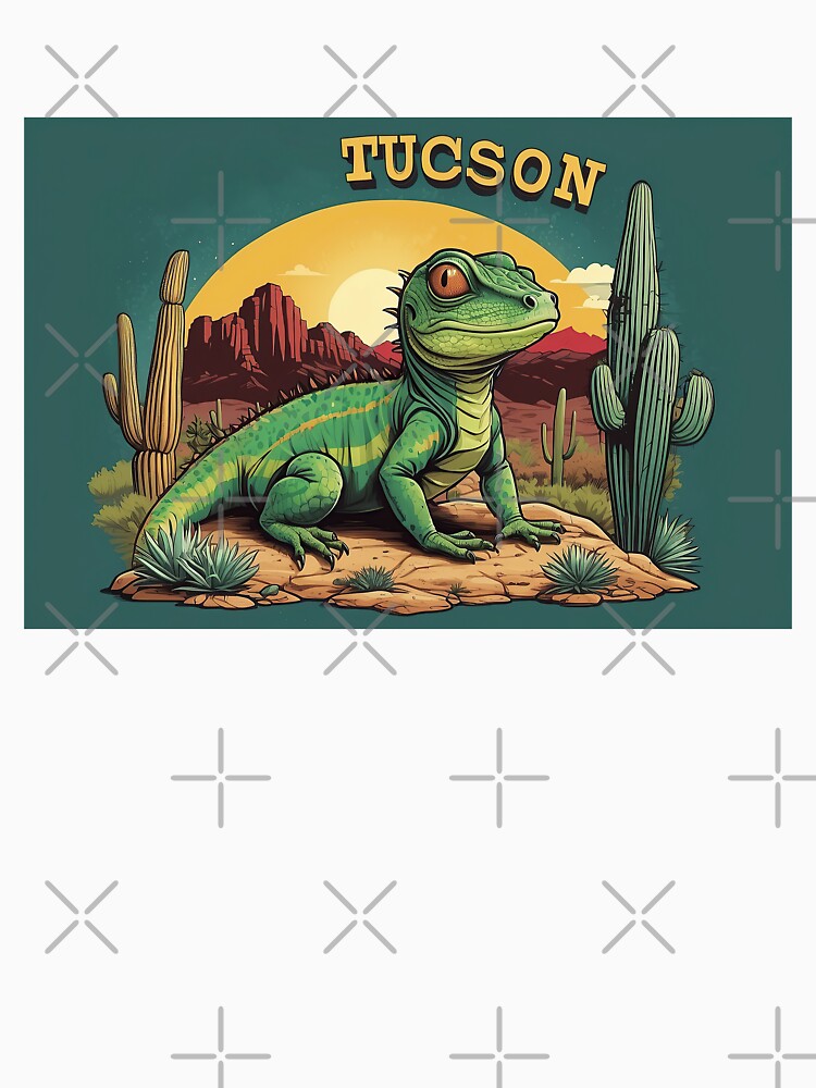 Tucson Desert Lizard on Rock with Saguaro Cactus by Moriarty's Digital Visions