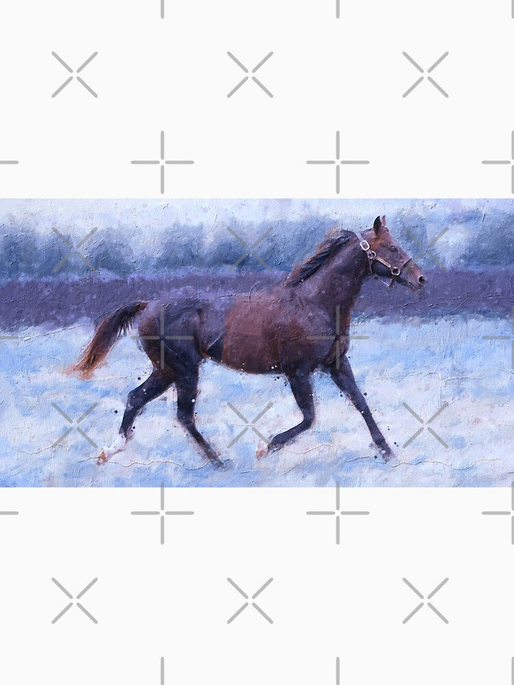 Thoroughbred horse running – cool winter colors by NickoPrints