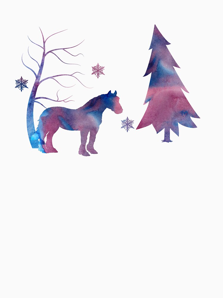 Horse Winter Art with Snowflakes Snow by BittenByErmines