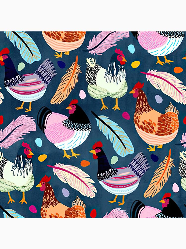 Colorful Chicken On Blue by Mnightsa