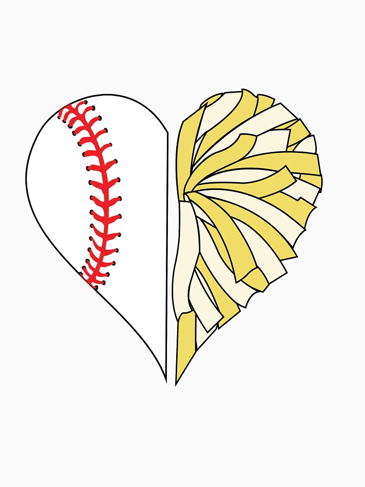 Half baseball heart and half yellow pom pom heart by PepaAnaRB
