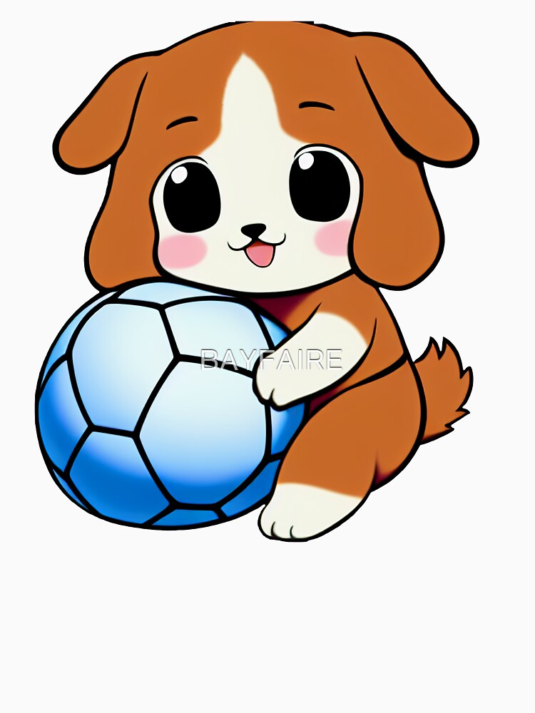 Cute Dog Holding Soccer Ball by BAYFAIRE