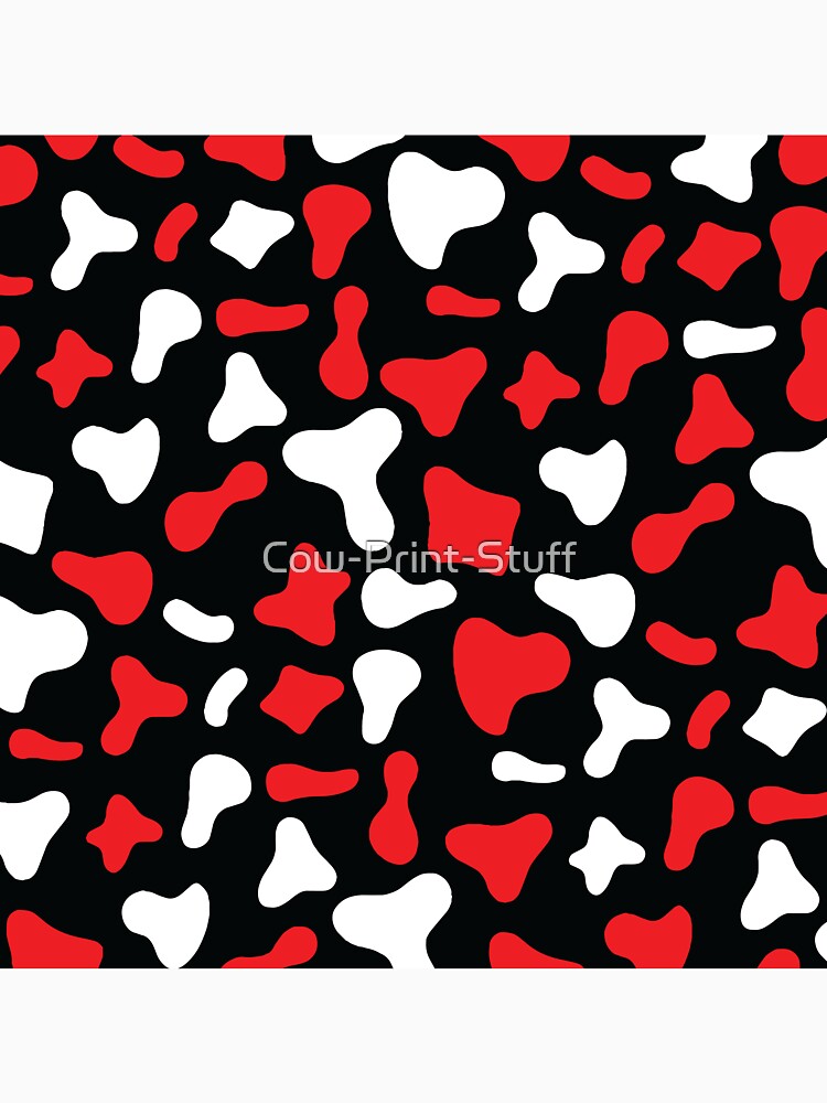 Red White Cow Pattern on Black Cow | Holstein Cow Pattern by Cow-Print-Stuff