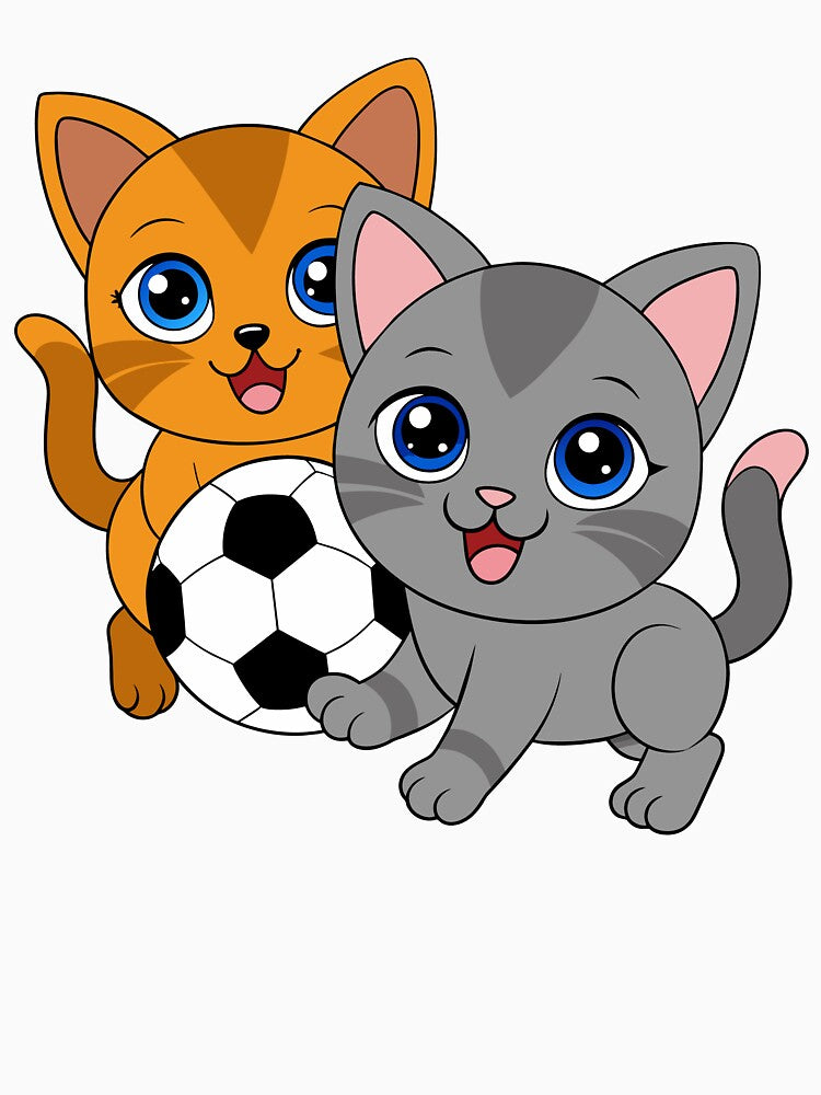 Tow funny kitten plays with a soccer ball. by vamskul