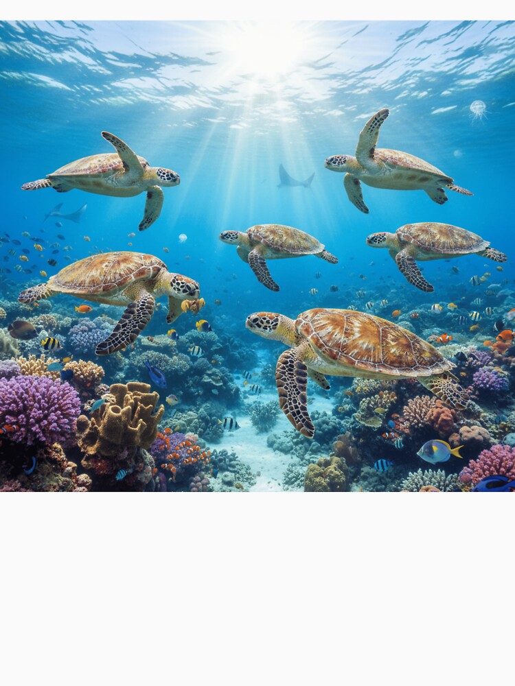Sea Turtles Above Coral Reef by JuViRo