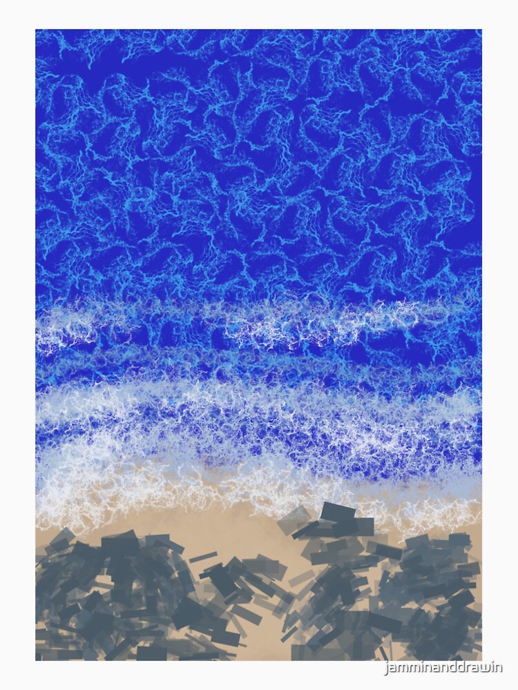 Waves on rocky shore by jamminanddrawin
