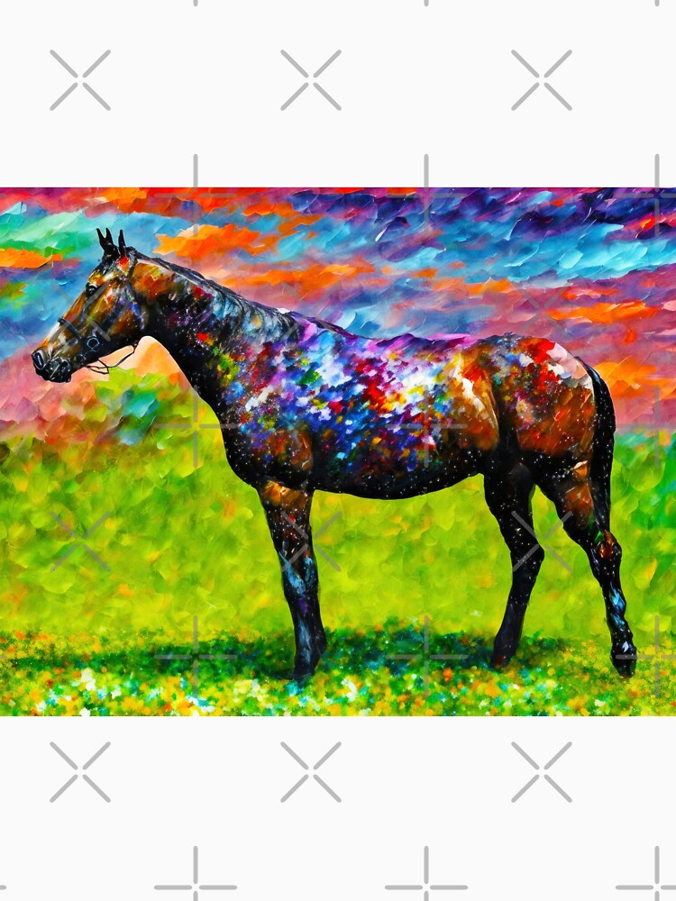 Thoroughbred horse on a pasture – colorful abstract painting by NickoPrints
