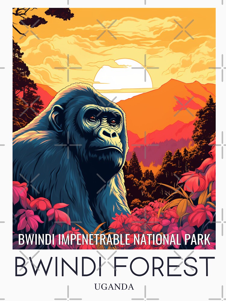 A Pop Art Travel Print of Bwindi Impenetrable National Park - Uganda by StudioRedKoala